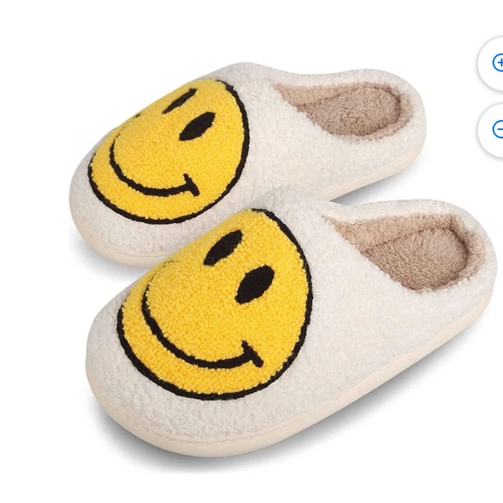 Smiley Face Slippers Slides Anti Slip Plush